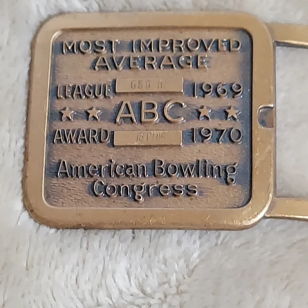 Vtg‎ American Bowling Congress 1969 Most Improved Bowler Official Belt Buckle
